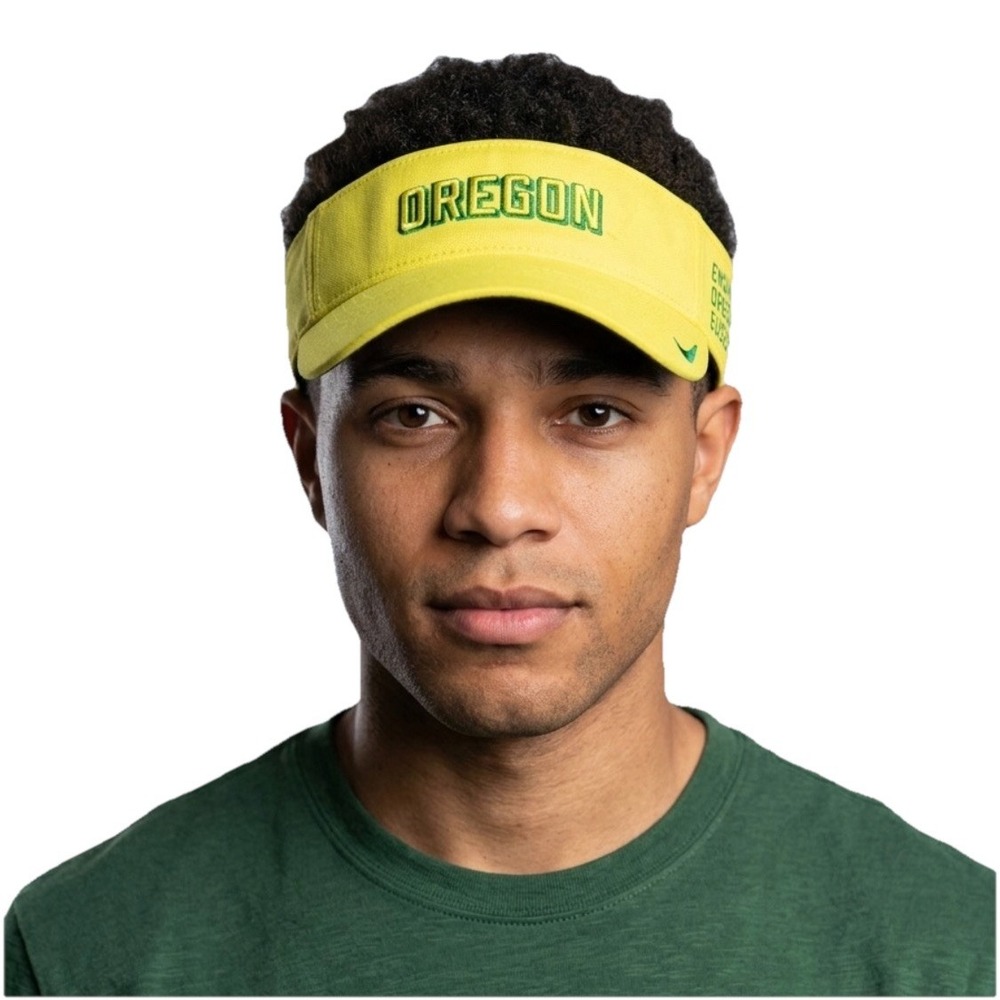 NWT Nike Oregon Ducks Dri-FIT Ace Visor Hat M/L Yellow Green NCAA On-Field Logo